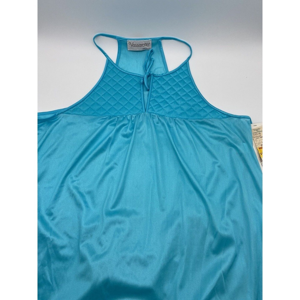 Vintage Vassarette Full Length Nightgown T-back Teal Size Medium NWT - Picture 3 of 7